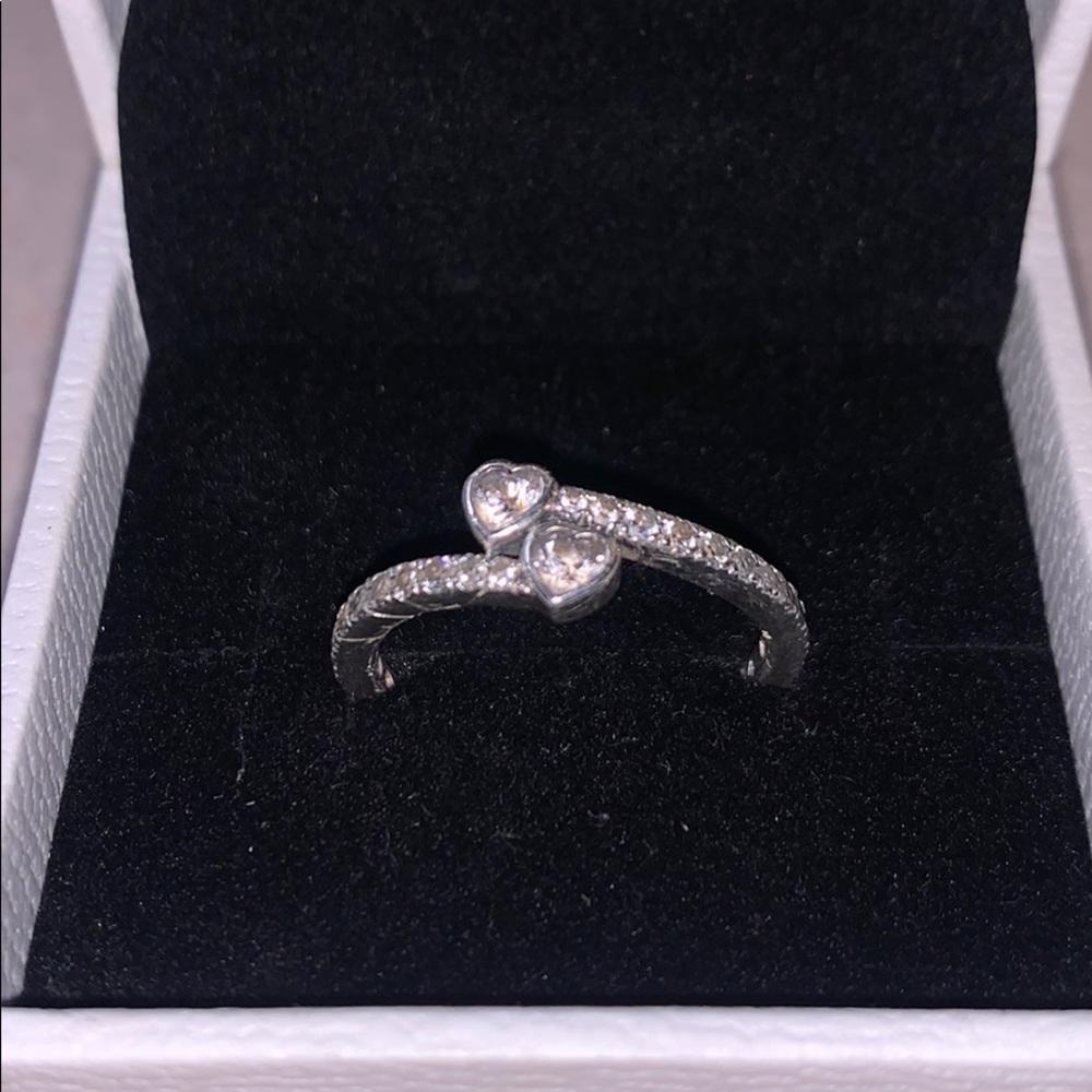 Pandora Two Sparkling Hearts Ring - Picture 3 of 4